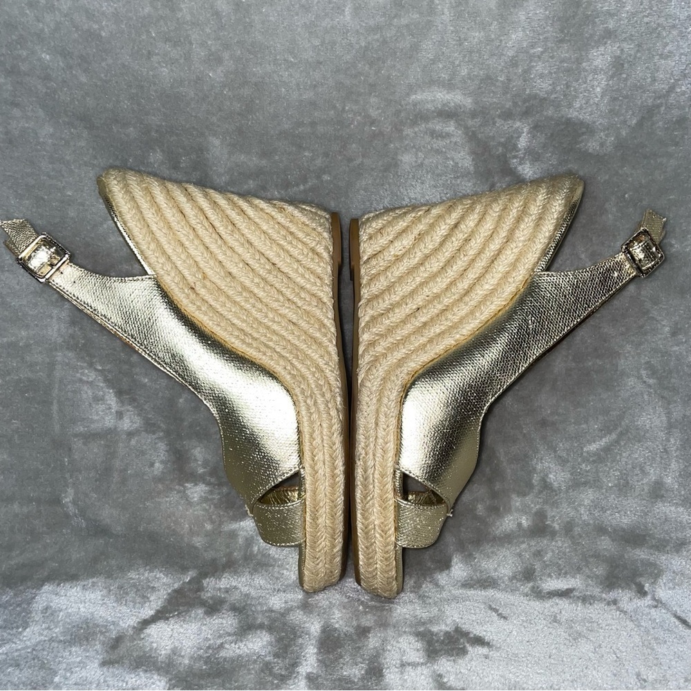 Juicy Couture Kross Platino Metallic Canvas Espadrille Wedges Slingback Sz 9 - Picture 7 of 11